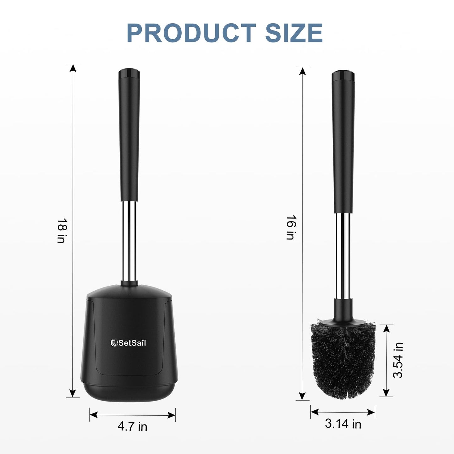 Toilet Brush Set with Holder and Long Handle