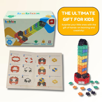 BEBLOX Building Blocks Rocket Set - Building Toys for Kids Ages 4-8 - Learning & Educational Fun Stem Toys - Birthday Gifts for Boys & Girls Age 4 5 6 7 8 9 10 11 & 12 Year Old Toys