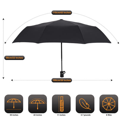 NIKIOYE Umbrella Compact Travel Umbrellas Strong Durable Windproof 50+ UV Blocking Umbrella for Sun Rain Portable Umbrella, Auto Open/Close, Perfect Car Umbrella, Golf Umbrella