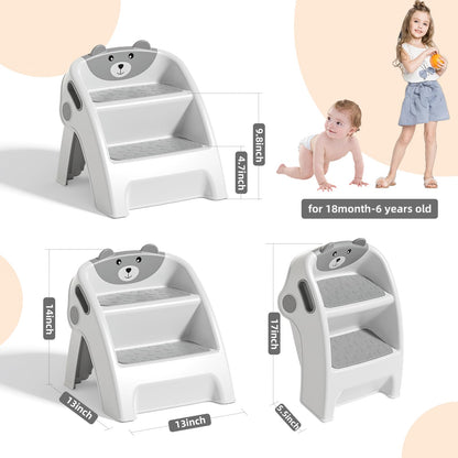 Kids Step Stool for Bathroom and Potty Training, Anti-Slip, Anti-Tip A-Frame Design with 10-Second Setup- Potty 2 Step Stool for Toddlers Wide Steps, CPC Certified for Safety and Easy Hand Washing