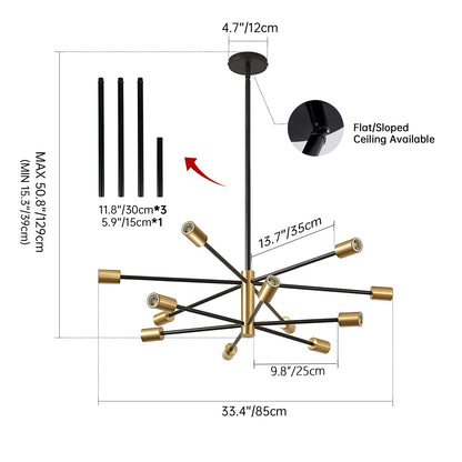 RUIYEY 12-Light Modern Sputnik Chandelier