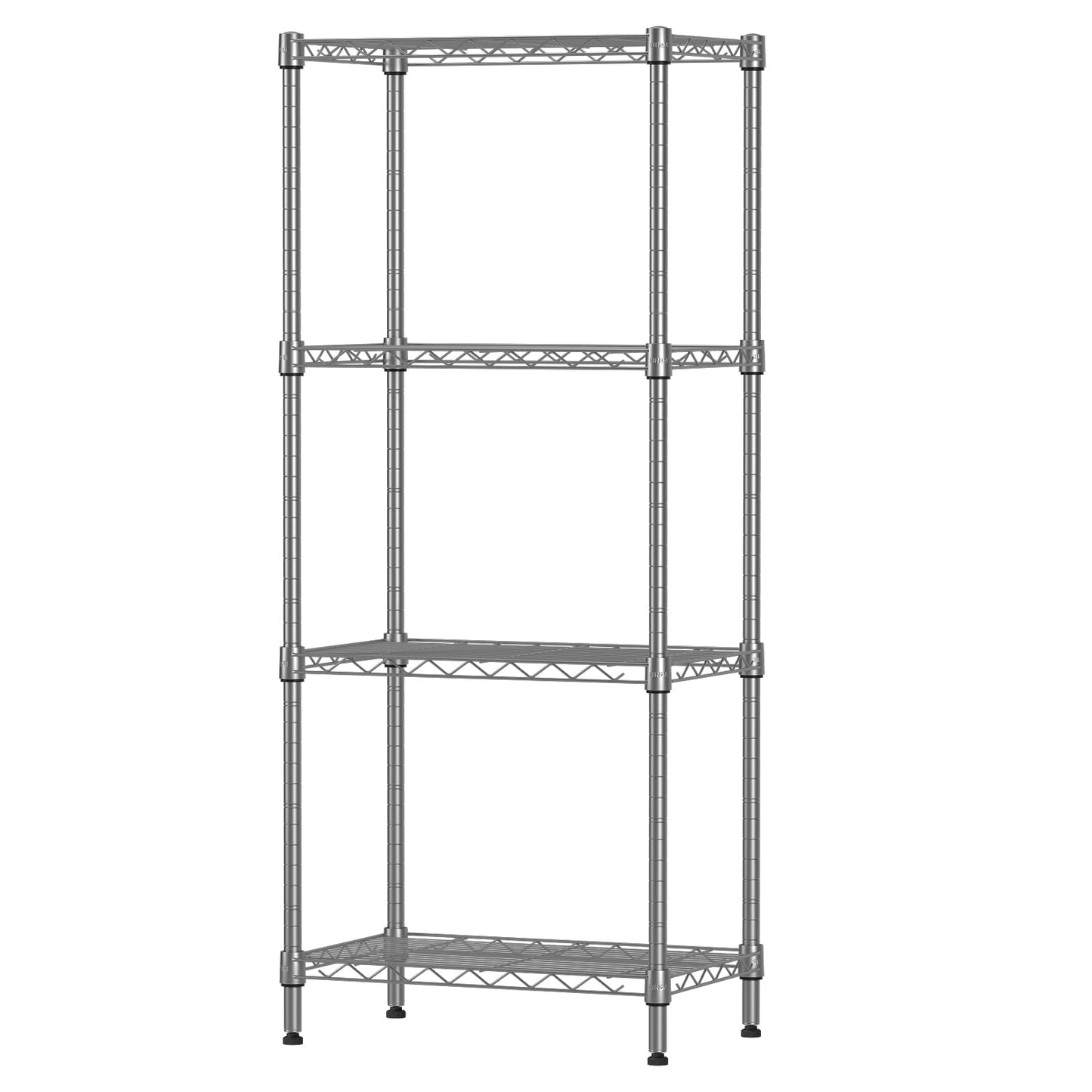 SINGAYE 4 Tier Shelf Adjustable Storage Shelf Wire Shelving,350LBS Load Capacity,Metal Storage Rack for Kitchen Office Home Storage Pantry Room,Silver,17.32" W X 11.41”D X43.3” H