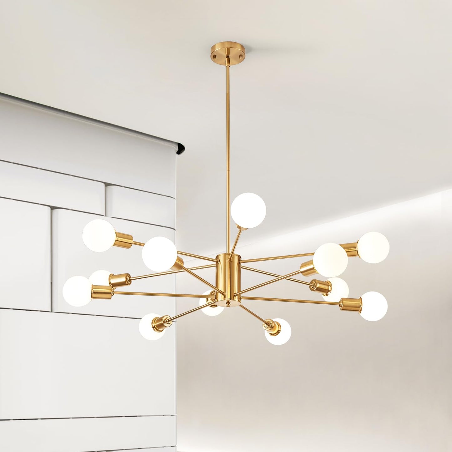 Gold Chandelier for High Ceilings, 12 Lights