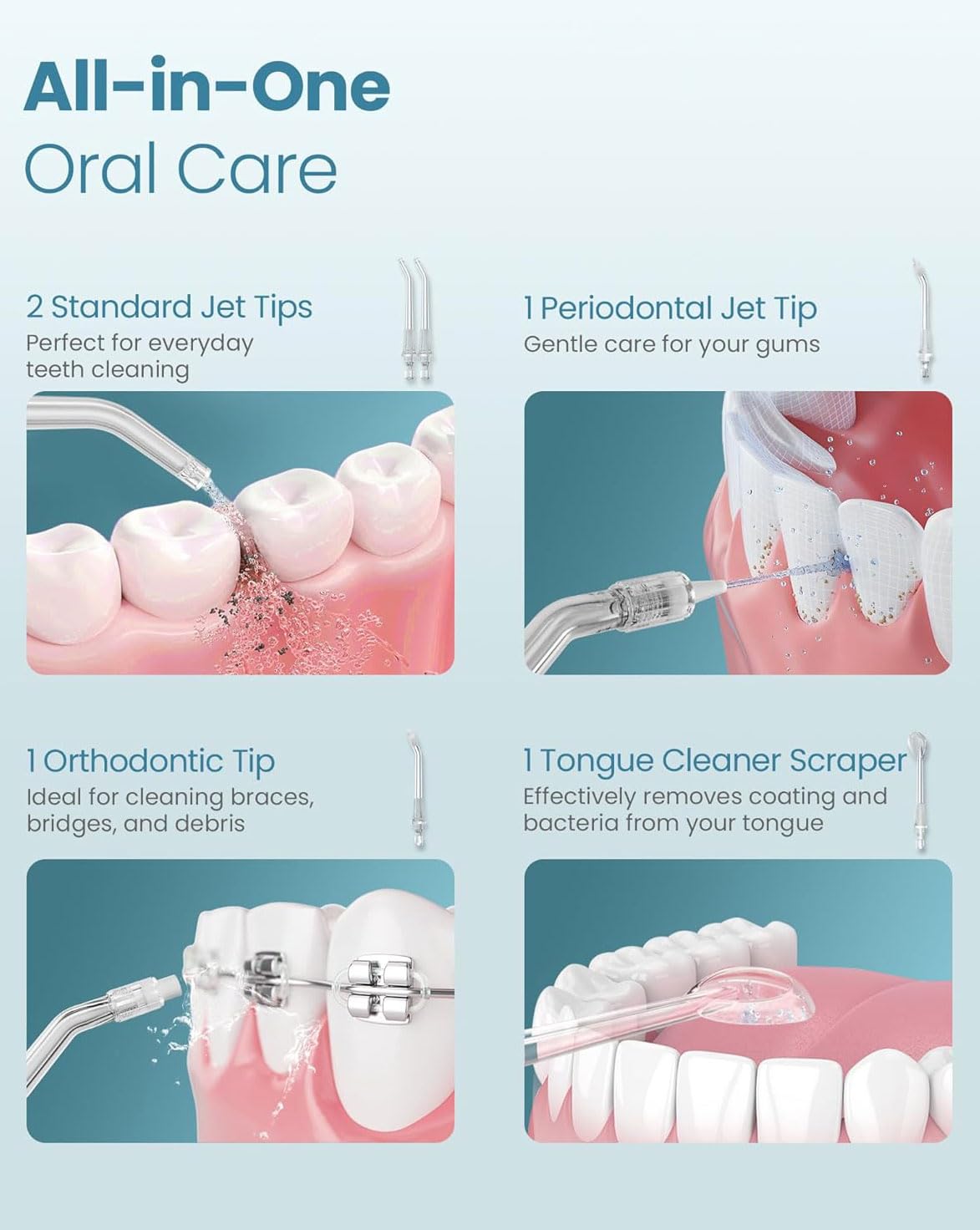 Portable Water Dental Flosser with 4 Modes