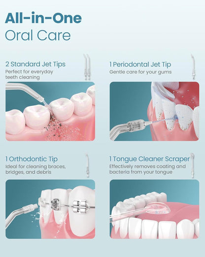 Portable Water Dental Flosser with 4 Modes