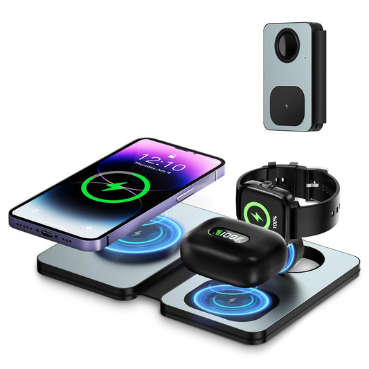 Qoosea 3-in-1 Foldable Wireless Charging Station