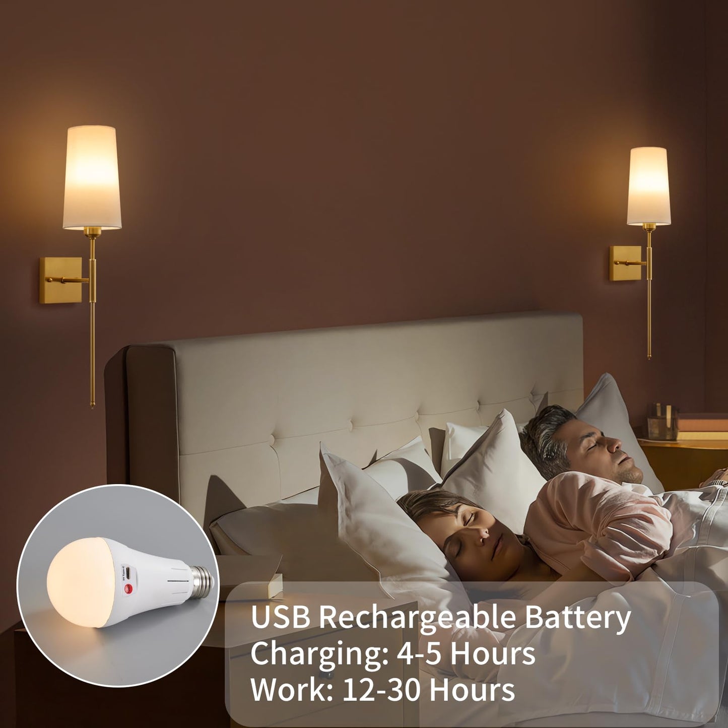 Rechargeable Wireless Wall Sconces with Remote Set