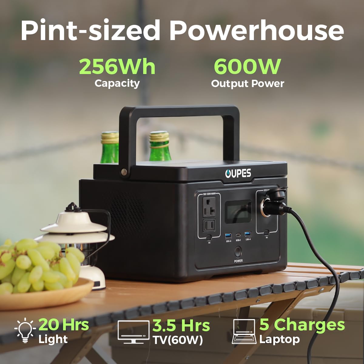 OUPES 600W Portable Power Station for Camping