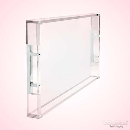 Decorative Acrylic Serving Tray with Metal Handles
