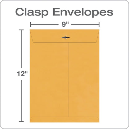 Quality Park 9x12 Gummed Clasp Envelopes, 100 Pack