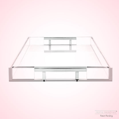 Decorative Acrylic Serving Tray with Metal Handles