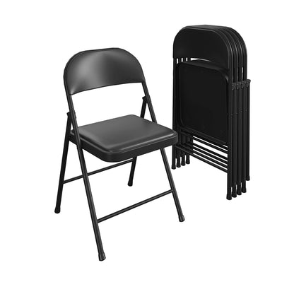 COSCO SmartFold Vinyl Folding Chair, 4-Pack, Black