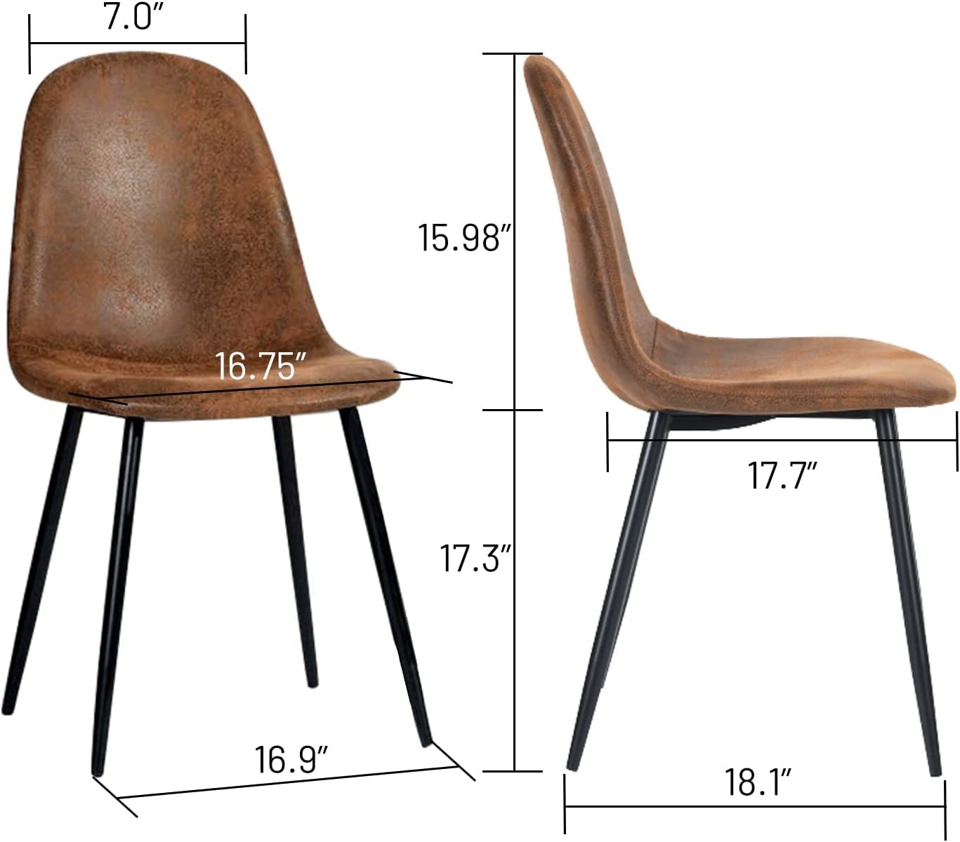 Modern Brown Suede Dining Chairs Set of 4
