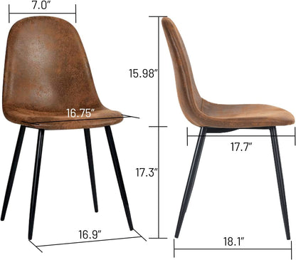 Modern Brown Suede Dining Chairs Set of 4