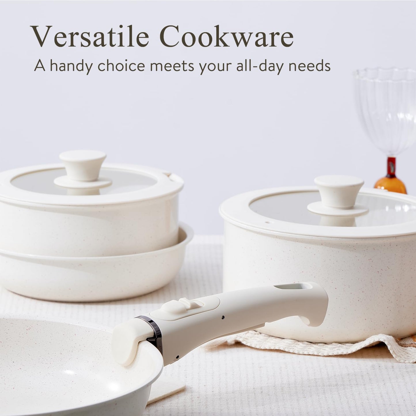 21-Piece Non-Stick Cookware Set with Removable Handles