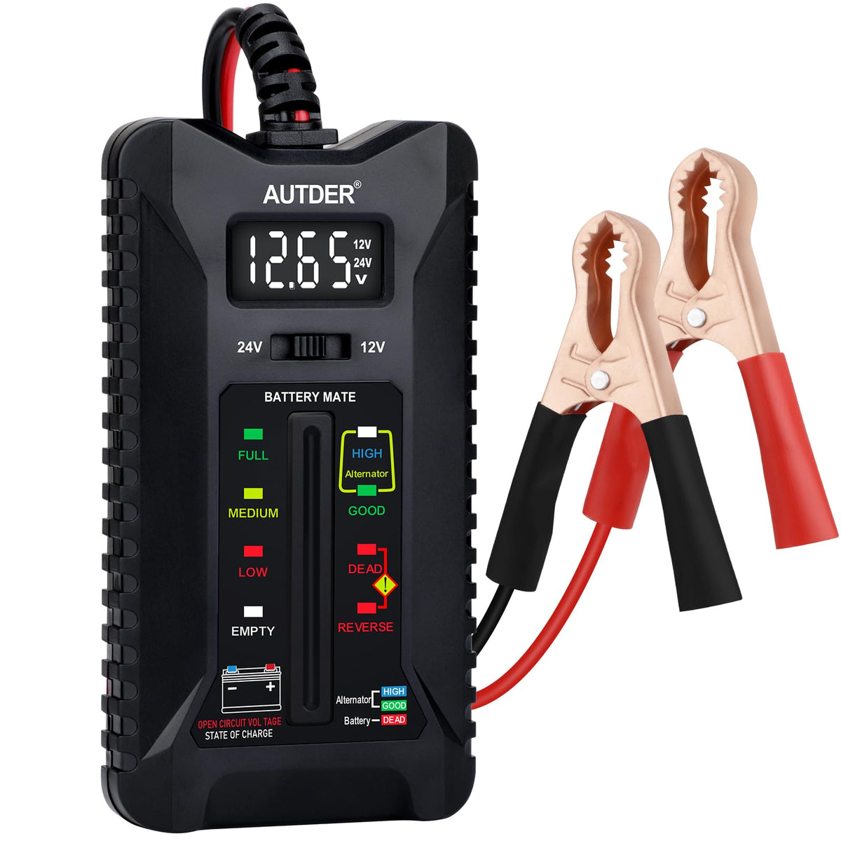 AUTDER 12V 24V Digital Car Battery Alternator Tester