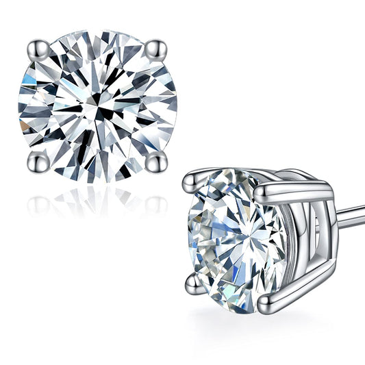 Moissanite Stud Earrings for Women,1CT Man Made D Color VVS1 Round Diamond Jewelry,Sterling Silver 18K White Gold Plated Men Earring