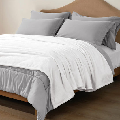 David's Home Fleece Throw Blanket,Ultra Soft More Durable Lightweight Velvety Bed Blanket,Lint-Free& No Pilling,300GSM All Season Use Luxury Plush Cozy Blanket with Wider Stitched Border,50"x60",White