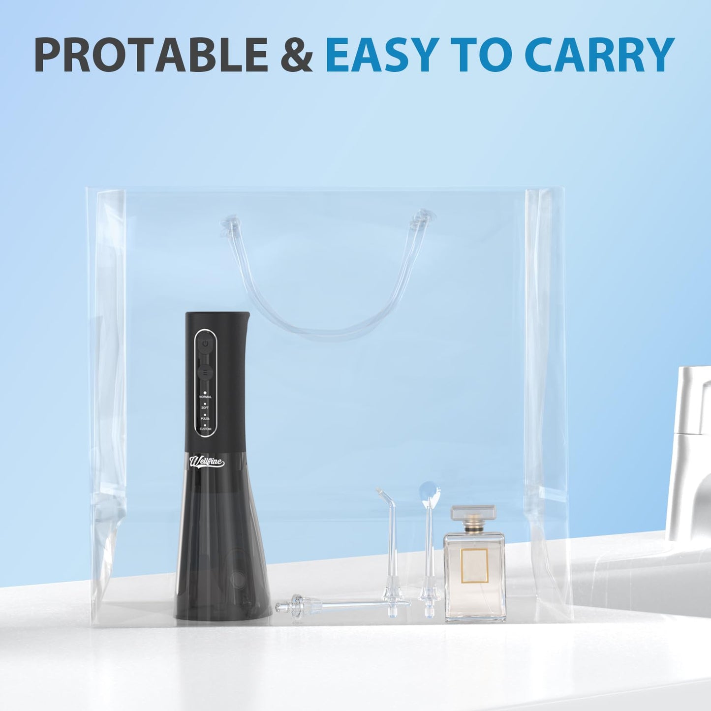 Water Dental Flosser Teeth Pick - 4 Modes Cordless Oral Irrigator 300ML Portable and Rechargeable IPX7 Waterproof Powerful Battery Life Water Dental Piks for Cleaning for Home Travel
