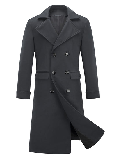 INVACHI Men's Wool Blend Pea Coat with Pockets