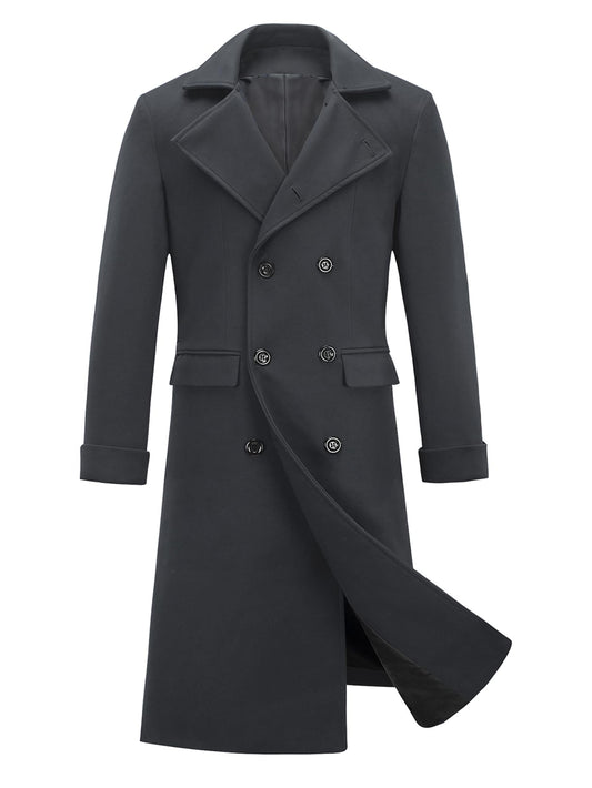 INVACHI Men's Wool Blend Pea Coat with Pockets