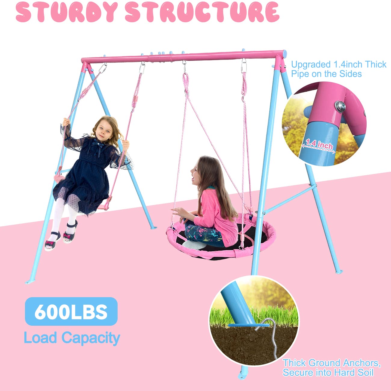2 Play Stations Swing Set with Saucer & Belt