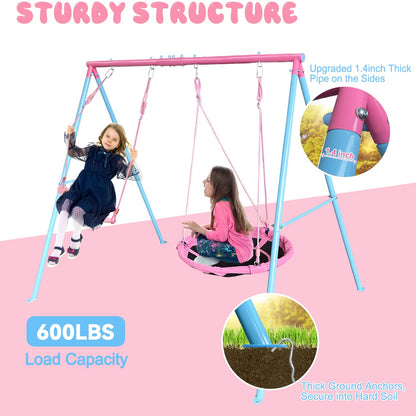 2 Play Stations Swing Set with Saucer & Belt