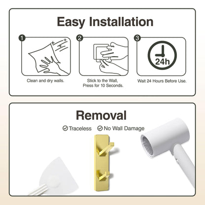 susswiff 6 Pack Gold Adhesive Hooks, Sticky Hooks Extra Strong,Heavy Duty Stick On Wall Door Hooks for Hanging,Bathroom Tower Hooks,Coat Hooks Robe Hook Wall Mounted, Kitchen Hallway Hooks,Stainless