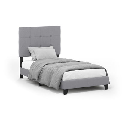 Furinno Laval Button Tufted Upholstered Platform Bed Frame, Twin, Glacier