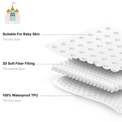 Cute Castle 2 Pack Baby Waterproof Crib Mattress Protector - Ultra Soft - Baby Bedding Mattress Pad Cover Sheets for Toddler (White, 28x52x6 Inch)