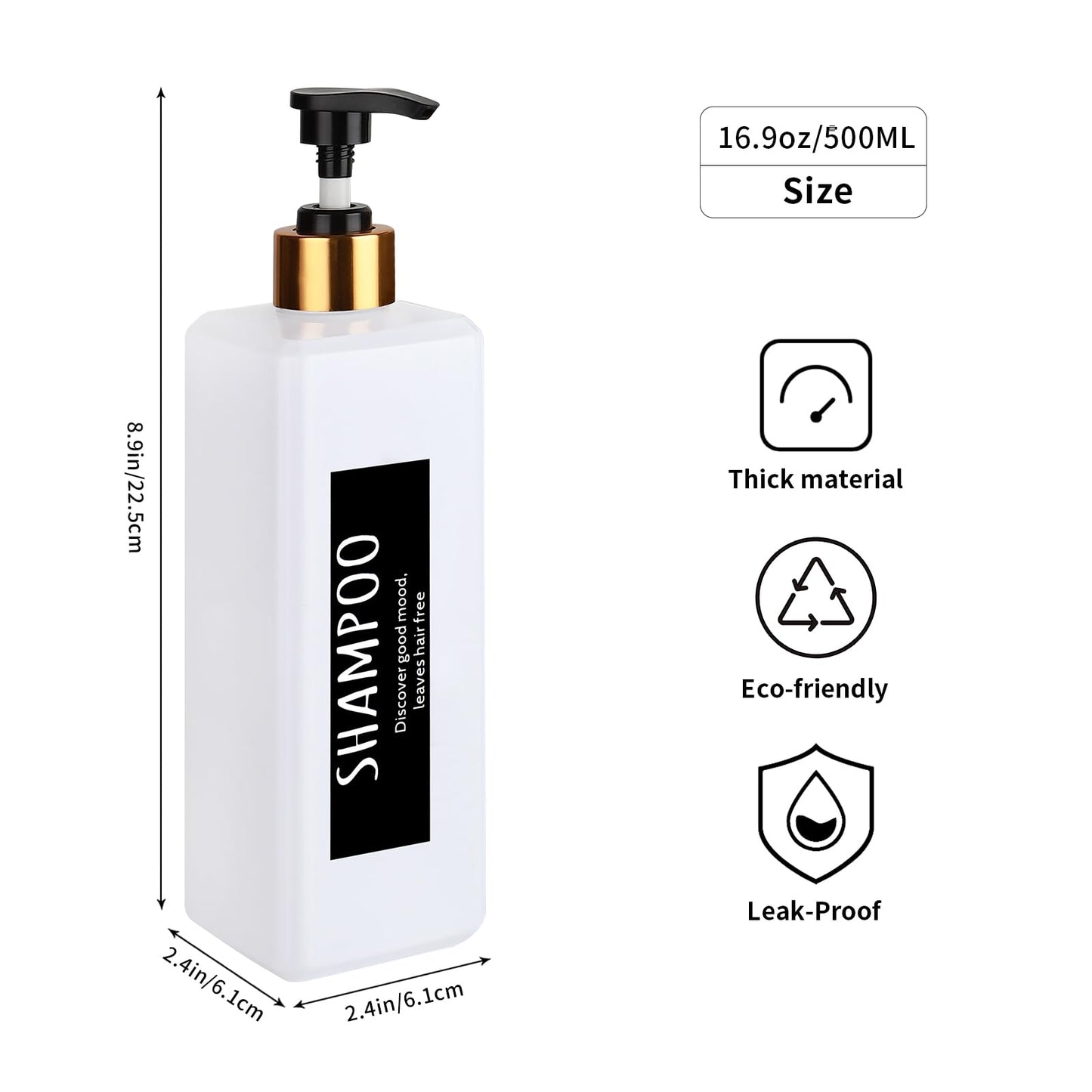3-Piece Pump Bottle Set for Shampoo & Soap