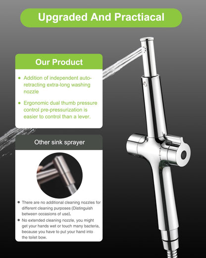 Handheld Bidet Sprayer with Dual Nozzle System