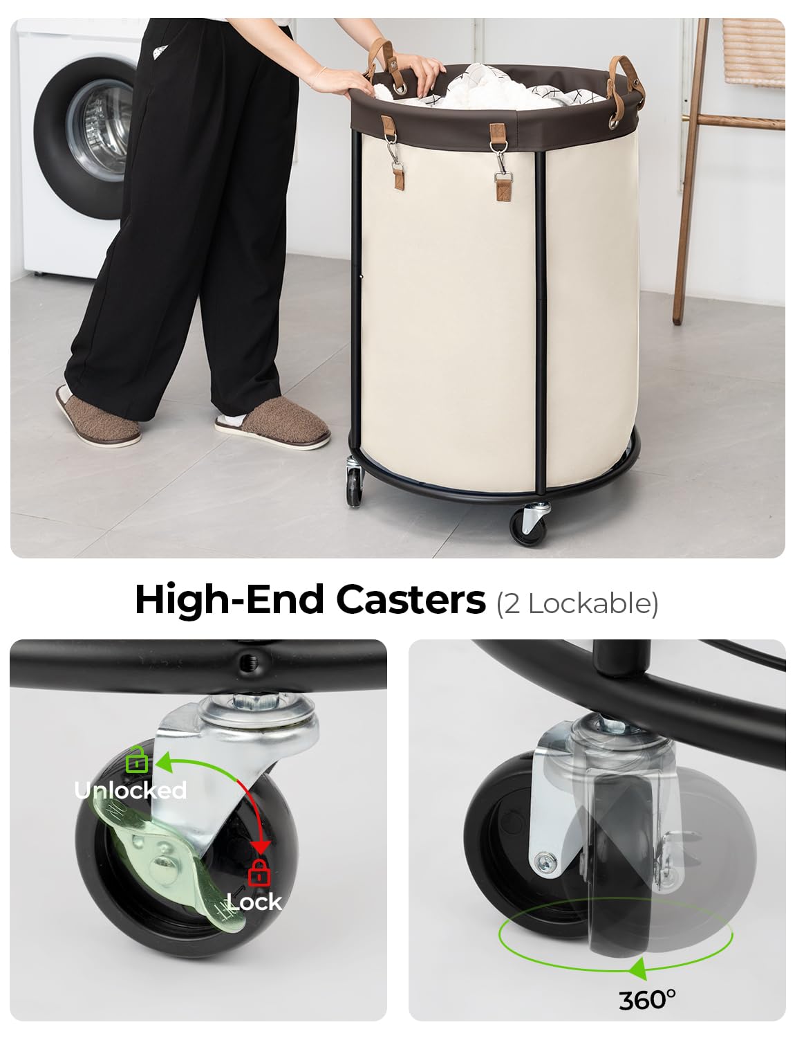 Rolling Laundry Basket with Wheels by StorageWorks