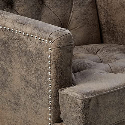 Tufted Club Chair with Nailhead Accents