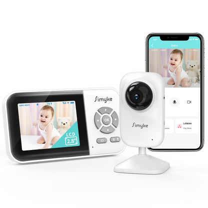 UPDATE: NOW $19.99! Simyke Upgrate Video Baby Monitor,WiFi Baby Camera,2.8" Display and App Control,1200ft Long Range,2 Way Talk,Auto Night Vision,Sound Alert,VOX,Temperature Sensor 5 Lullabies Feeding Remind,Home Use