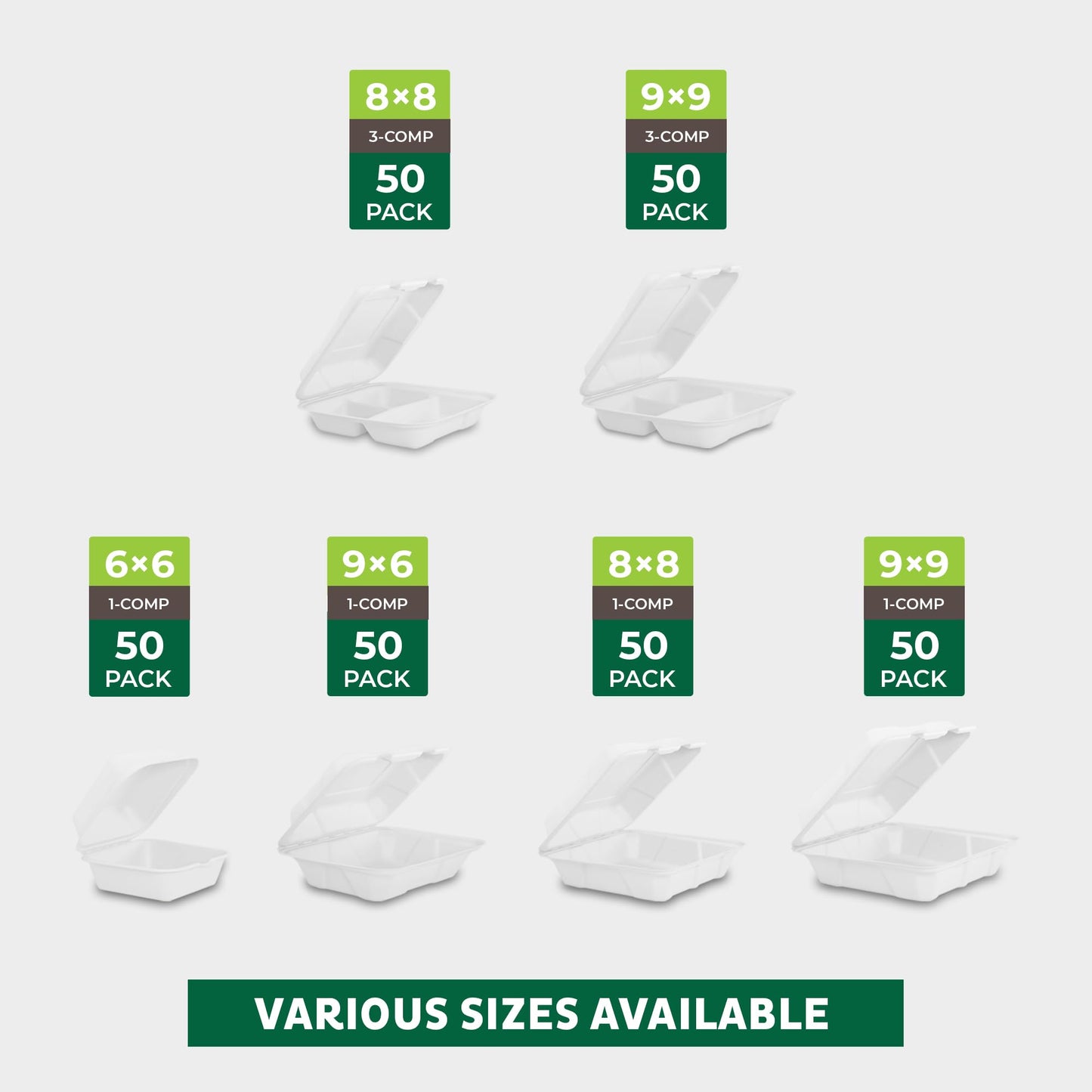 Freshware Biodegradable Clamshell Food Containers 50-Pack