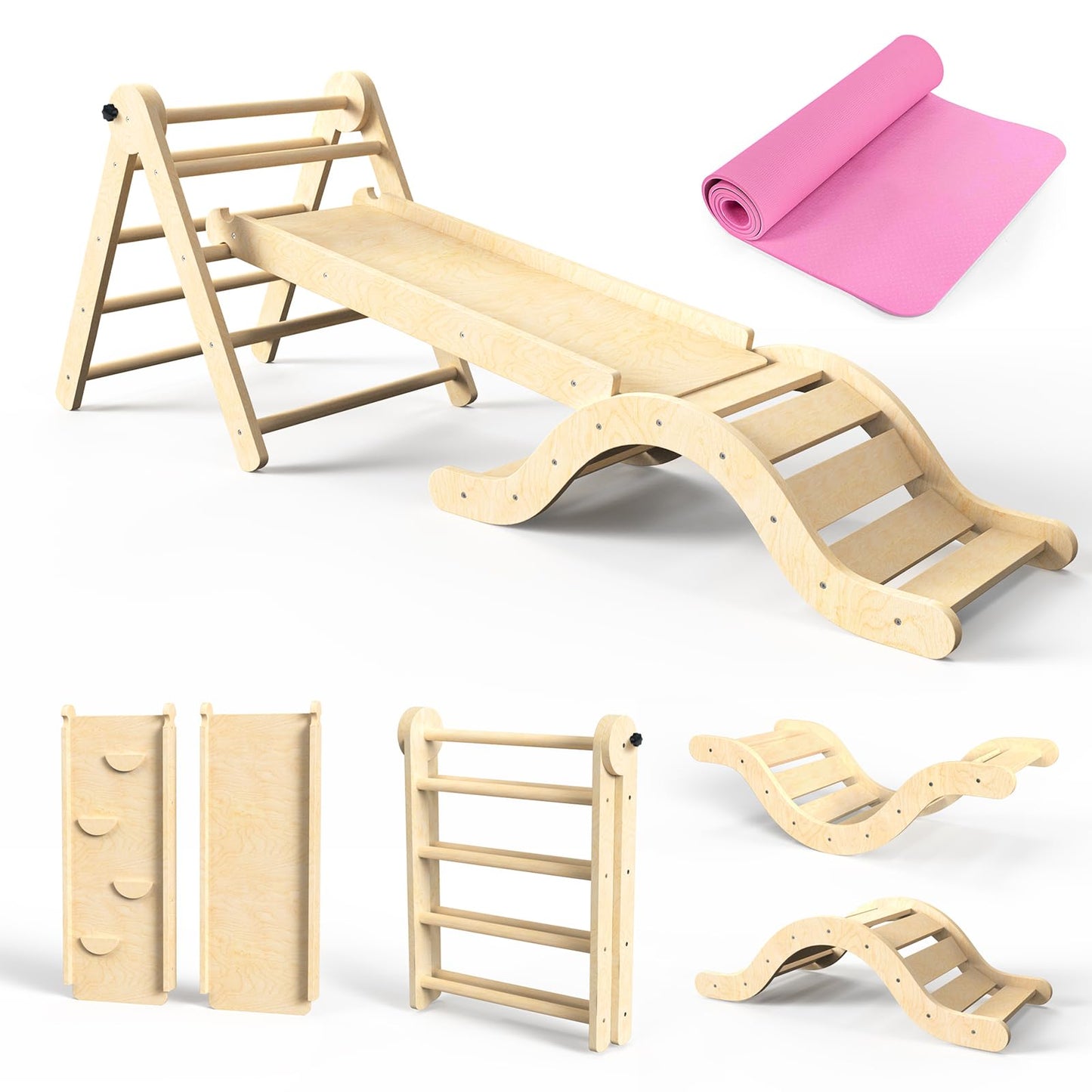 Pikler Triangle Set 7in1 Climbing Toys for Toddlers