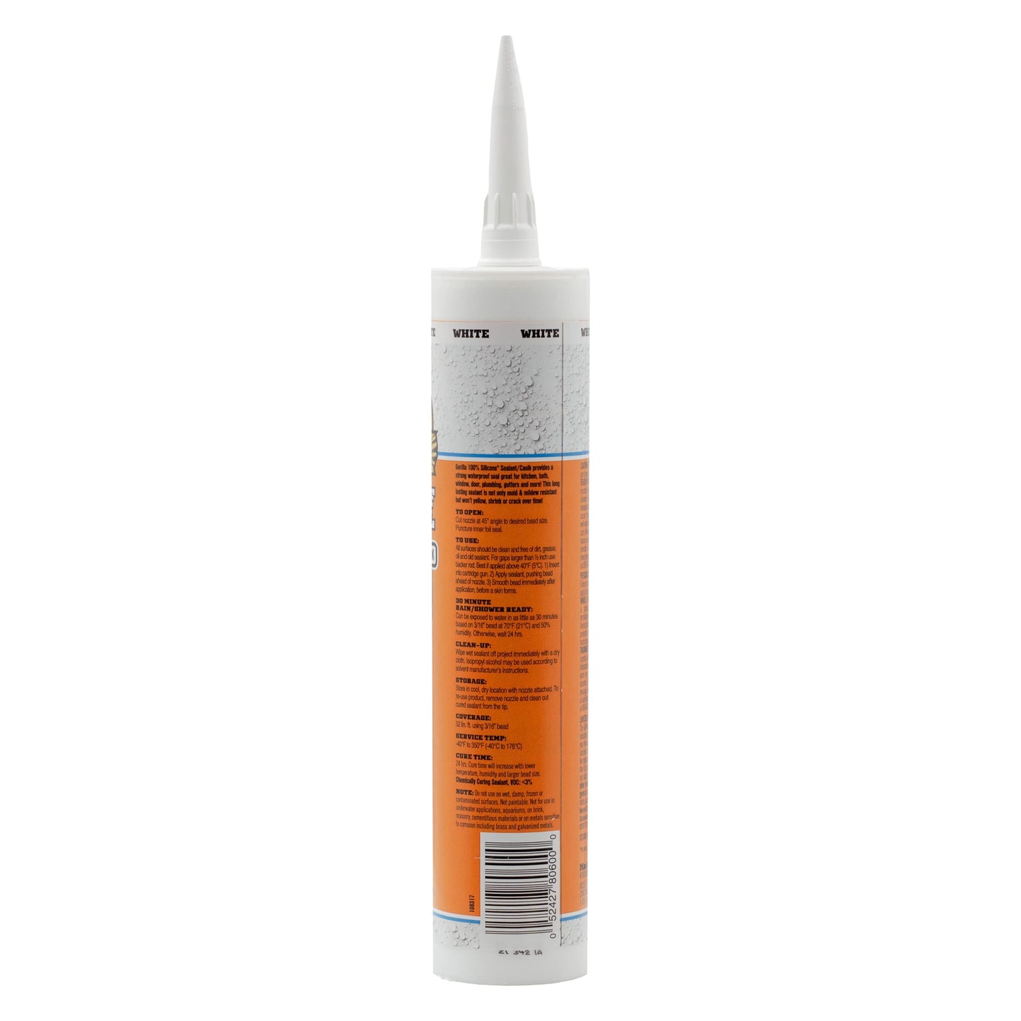 Gorilla Waterproof Silicone Sealant, 10oz Cartridge