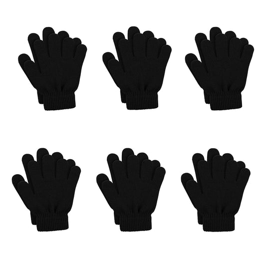 COLEDRE Kids Winter Thermal Knit Gloves - Black