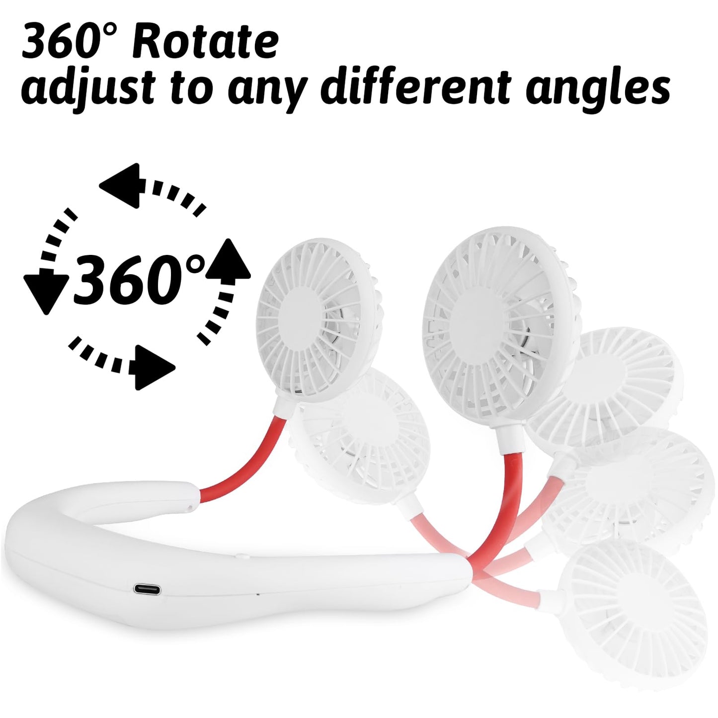 Portable Neck Fan with Rechargeable Battery - White