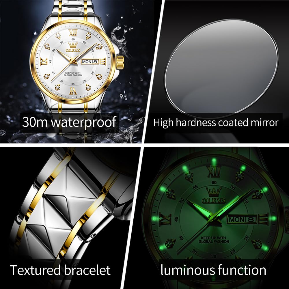 OLEVS Men's Waterproof Dress Watch with Date