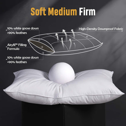 Luxury Goose Down Pillows Set of 2 Standard