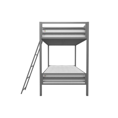 Novogratz Maxwell Twin-Over-Twin Metal Bunk Bed, Grey