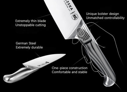 WIZEKA 15PCS German Steel Kitchen Knife Set