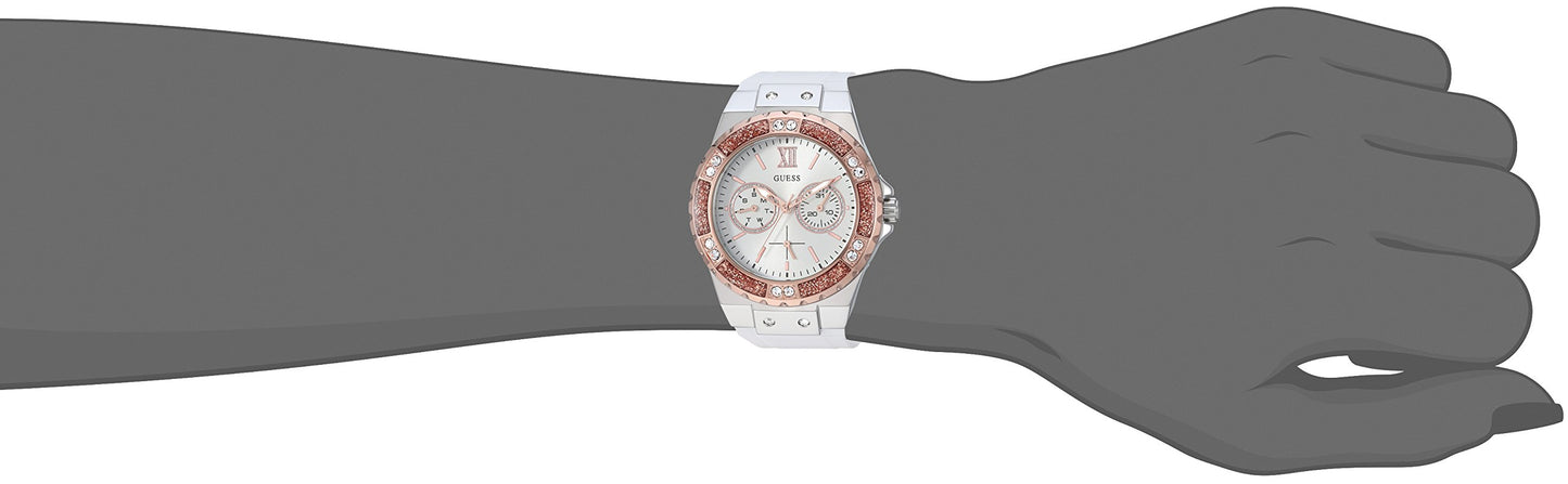 GUESS Rose Gold-Tone Silicone Watch with Day-Date