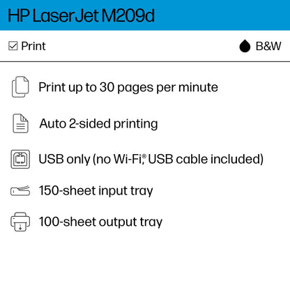 HP LaserJet M209d Black & White Printer