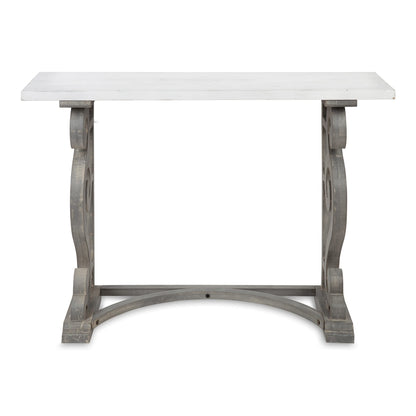 Kate and Laurel Wyldwood Solid Wood Farmhouse Console Table, Distressed White and Rustic Gray