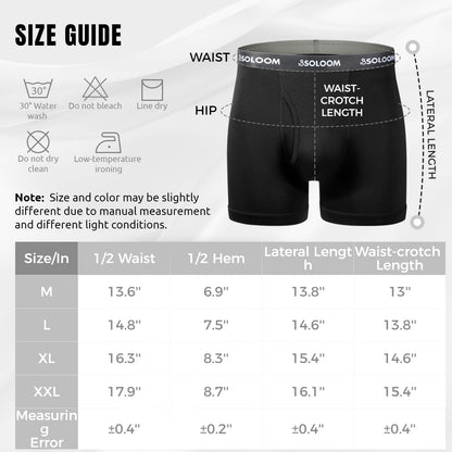SOLOOM Mens Boxer Briefs, Moisture Wicking & Breathable Stretch Underwear For Men, Soft Full-Rise Mens Underwear 2 Pack Black