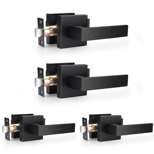 Probrico Square Passage Levers Matt Black 4-Pack