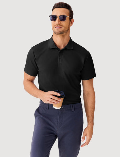 3 Pack Mens Moisture Wicking Polo Shirts